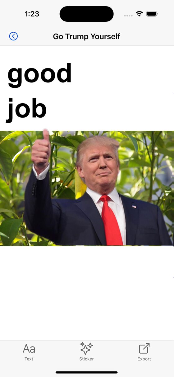 Adding the caption good job over a photo